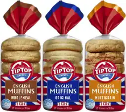 Coles Tip Top English Muffins 6 Pack 400g offer