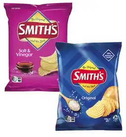 Coles Smith's Crinkle Cut or Double Crunch Potato Chips 150g-170g offer