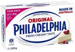 Coles Philadelphia Cream Cheese Block Twin Pack 2x250g offer