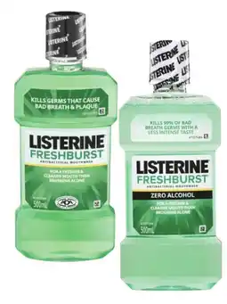 Coles Listerine Freshburst or Freshburst Zero Mouthwash 500mL offer