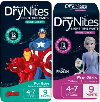 Coles Huggies DryNites Night Times Pants 8 Pack-10 Pack offer