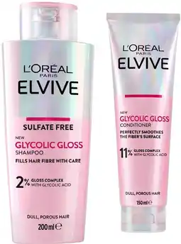 Coles L'Oréal Elvive Glycolic Gloss Shampoo 200mL or Conditioner 150mL offer