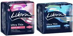 Coles Libra Ultra Thin Pads with Wings Regular 14 Pack or Super 12 Pack offer