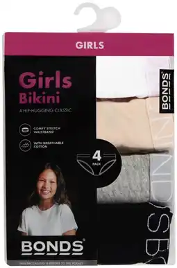 Coles Bonds Kid's Bikini 4 Pack offer