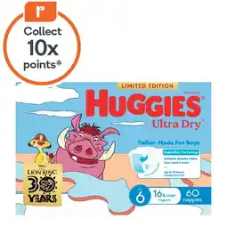 Woolworths Huggies Ultra Dry Nappies Pk 60-90 offer