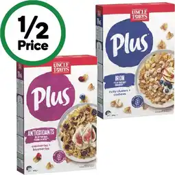 Woolworths Uncle Tobys Plus Cereal 565-705g offer