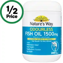 Woolworths Nature’s Way Odourless Fish Oil 1500mg Capsules Pk 200 offer