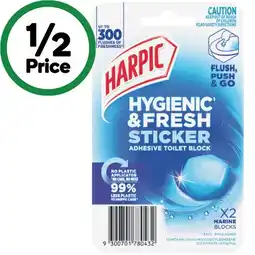 Woolworths Harpic Hygienic & Fresh Sticker Adhesive Toilet Block Pk 2 offer