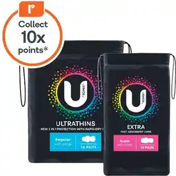 Woolworths U By Kotex Ultrathin or Extra Pads Pk 8-16 offer