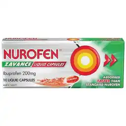 Woolworths Nurofen Zavance Fast Pain Relief Liquid Capsules Ibuprofen Pk 10 offer