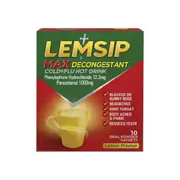 Lemsip Max Cold & Flu with Decongestant Sachets Pk 10