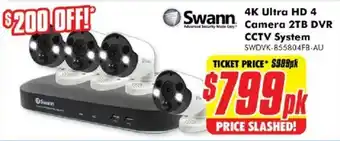 The Good Guys Swann 4K Ultra HD 4 Camera 2TB DVR CCTV System offer
