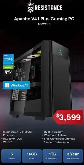 Leader Computers RESISTANCE Apache V41 Plus Gaming PC offer