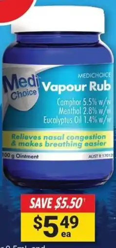 MEDICHOICE Inhaler 0.5mL and Vapour Rub Ointment 100g