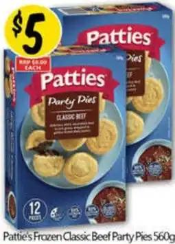 NQR Pattie's Frozen Classic Beef Party Pies 560g offer