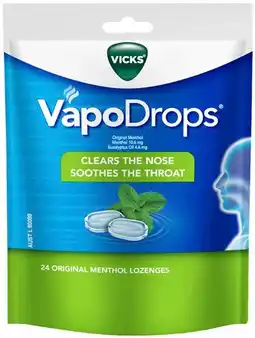 Vicks VapoDrops Original Menthol 24 Lozenges