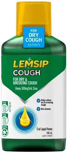 Discount Drug Stores Lemsip Dry Cough Honey Flavour Oral Liquid 180mL offer