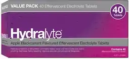 Discount Drug Stores Hydralyte Effervescent Electrolyte Tablets Apple Blackcurrant Flavour 40 Pack offer