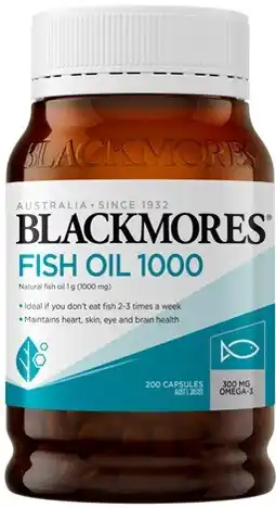 Discount Drug Stores Blackmores Fish Oil 1000mg 200 Capsules offer