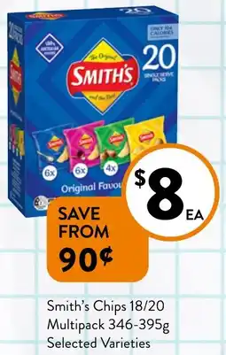 Foodworks Smith's Chips 18/20 Multipack 346-395g Selected Varieties offer