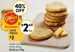 Foodworks Golden Crumpets 6 Pack 300g offer