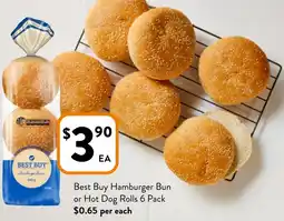 Foodworks Best Buy Hamburger Bun or Hot Dog Rolls 6 Pack offer