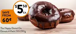 Foodworks The Happy Donut Co. Donuts 4 Pack 230/290g offer