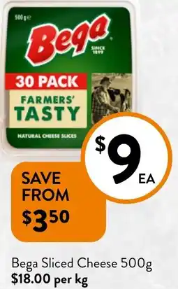 Foodworks Bega Sliced Cheese 500g offer