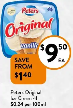 Foodworks Peters Original Ice Cream 4L offer
