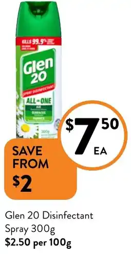Foodworks Glen 20 Disinfectant Spray 300g offer