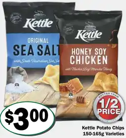 Friendly Grocer Kettle Potato Chips 150-165g Varieties offer