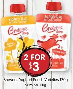 Spudshed Brownes Yoghurt Pouch Varieties 120g offer