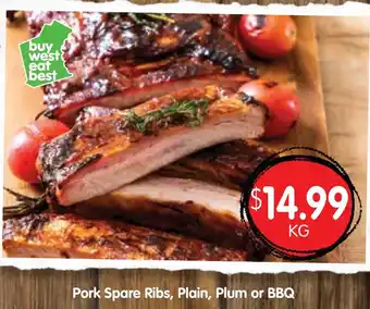 Spudshed Pork Spare Ribs, Plain, Plum or BBQ offer