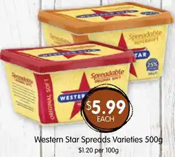 Spudshed Western Star Spreads Varieties 500g offer