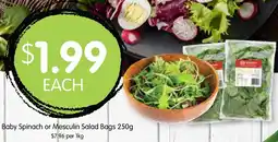 Spudshed Baby Spinach or Mesculin Salad Bags 250g offer
