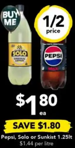 Drakes Pepsi, Solo or Sunkist 1.25lt offer