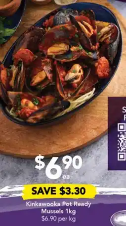 Drakes Kinkawooka Pot Ready Mussels 1kg offer