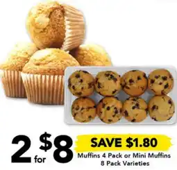 Drakes Muffins 4 Pack or Mini Muffins 8 Pack Varieties offer