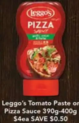 Drakes Leggo's Tomato Paste or Pizza Sauce 390g-400g 4 offer