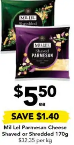 Mil Lel Parmesan Cheese Shaved or Shredded 170g