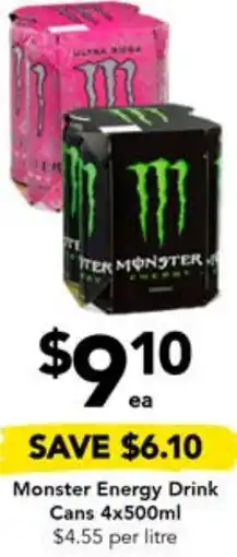 Drakes Monster Energy Drink Cans 4x500ml offer