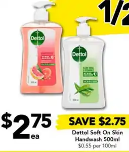 Drakes Dettol Soft On Skin Handwash 500ml offer