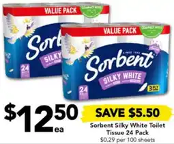 Drakes Sorbent Silky White Toilet Tissue 24 Pack offer