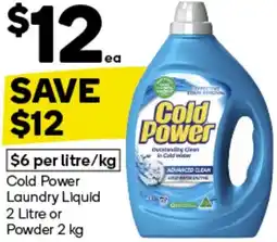 Woolworths Cold Power Laundry Liquid 2 Litre or Powder 2 kg offer