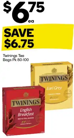 Woolworths Twinings Tea Bags Pk 80-100 offer