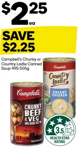 Woolworths Campbell's Chunky or Country Ladle Canned Soup 495-505g offer