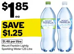 Woolworths Mount Franklin Lightly Sparkling Water 1.25 Litre offer