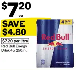 Woolworths Red Bull Energy Drink 4 x 250ml offer