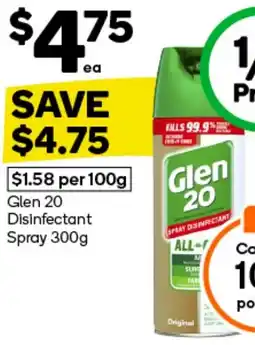 Woolworths Glen 20 Disinfectant Spray 300g offer