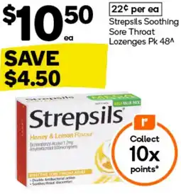 Woolworths Strepsils Soothing Sore Throat Lozenges Pk 48 offer